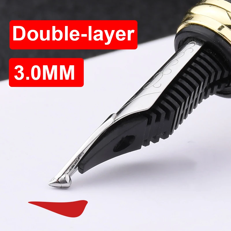 Creative Hand-made Grinding Rounded Polished Thick Fountain Pen 2.5MM Nib Double-layer Long Blade Nib Practice Writing Pen