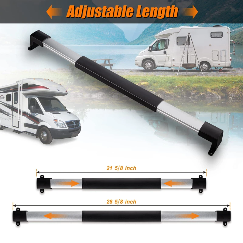 RV Screen Door Handle Grab Bar Adjustable From 21-5/8 Inch To 28-5/8 Inch With Sturdy And Secure Non-Slip Grip