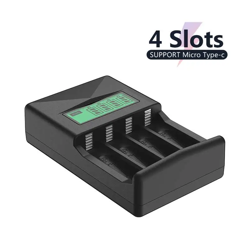 PUJIAMX 1.2V AA/AAA Rechargeable Battery Charger LCD Display Portable Universal Adapter Type C Interface Fast Charging Tool