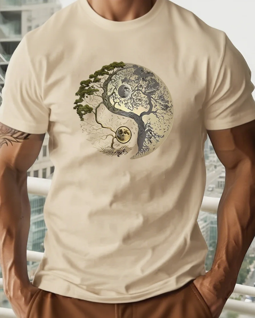 

Yin Yang men's summer T-shirt, casual outdoor sports motorcycle outfit, soft and breathable, cotton fabric, fast delivery，gift