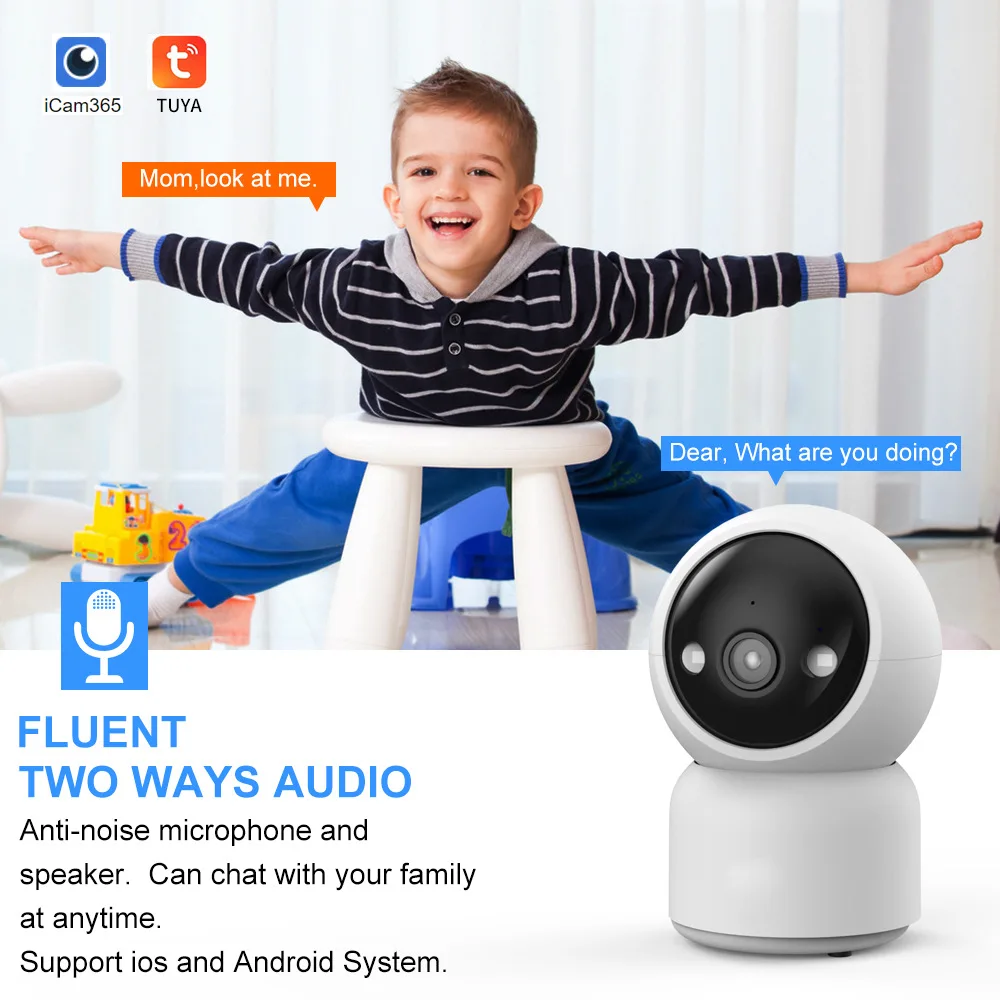 2MP 1080P Tuya APP  Full Color Wireless PTZ IP Dome Camera AI Humanoid  Home Security CCTV Baby Monitor