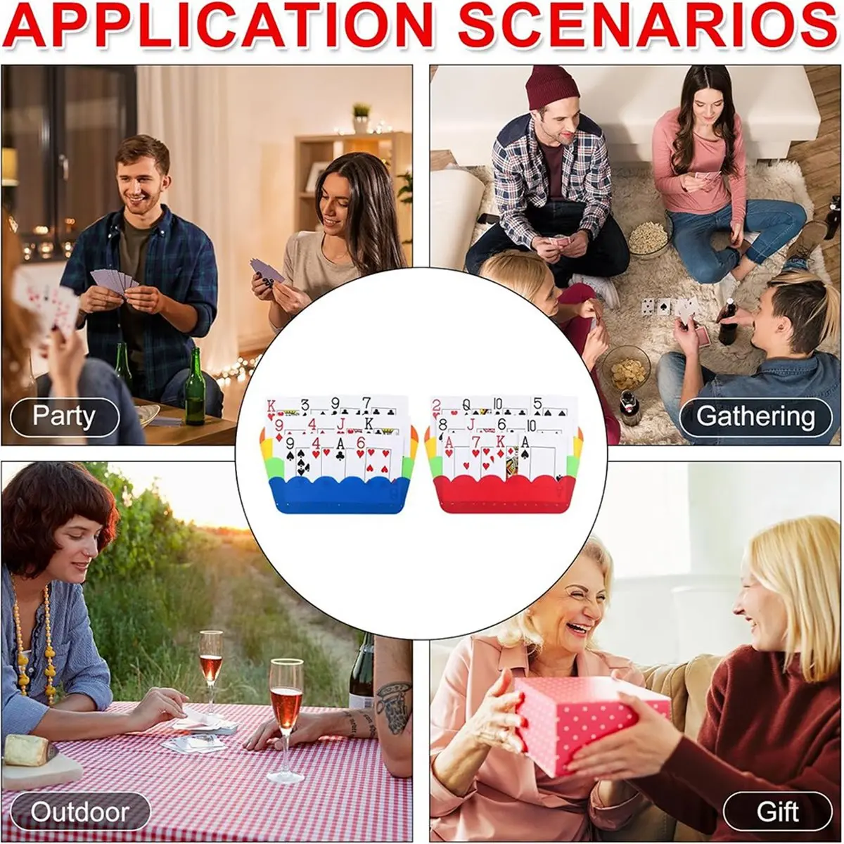 

COFA 2pcs Card Holders for Playing Cards Hands-Free Playing Cards Holder with Snap Button Stand 3 Layers Stackable Storage