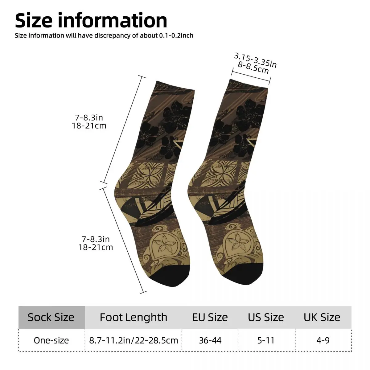 Hip Hop Retro Hawaiian Tribal Crazy Men's Socks Unisex Turtle Tapa Harajuku Pattern Printed Novelty Crew Sock Boys Gift