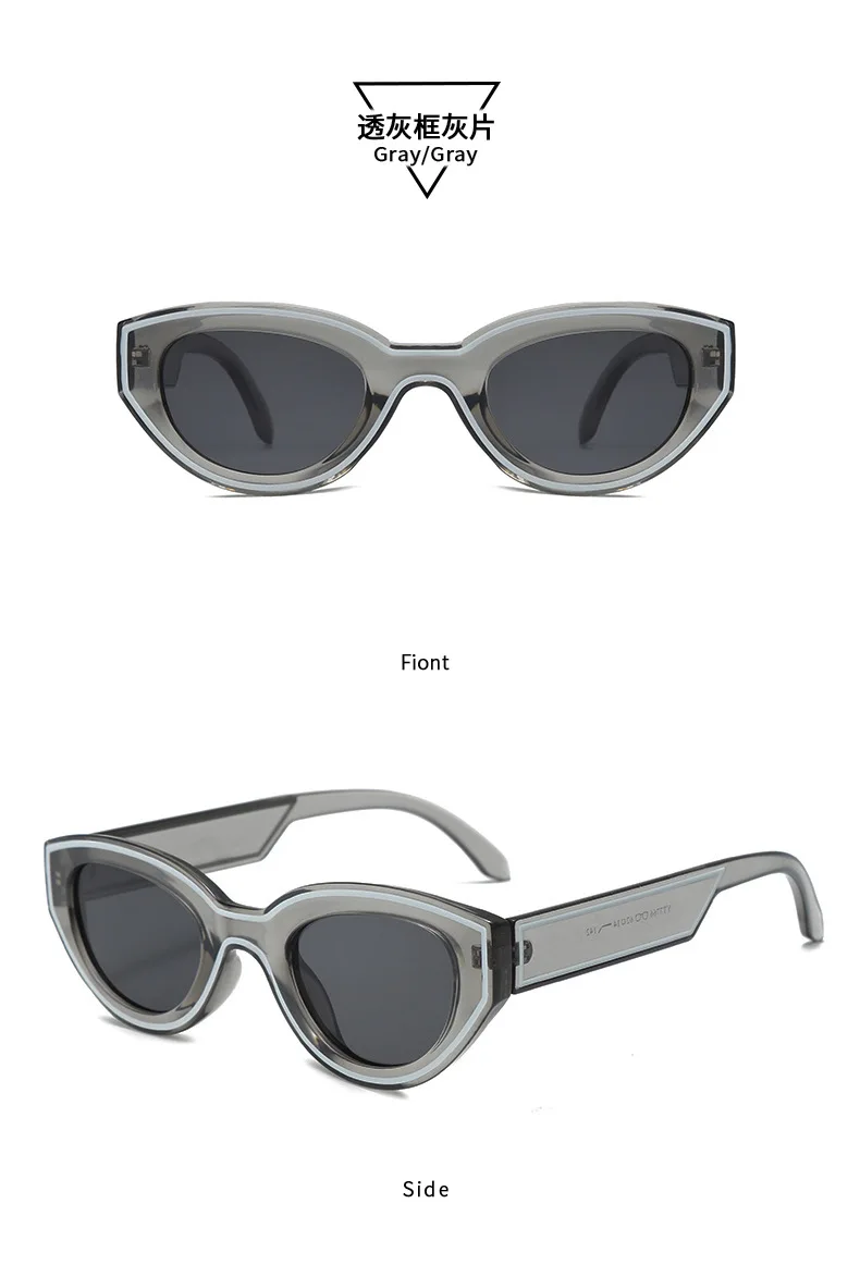 Neue Ankunft Platz Cat Eye Sonnenbrille Frauen Oval Vintage Marke Elliptische Sonnenbrille für Weibliche Shades Männliche Brillen Sonnenbrillen – Detail 15