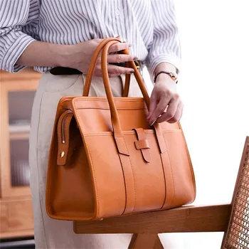 Pndme-女性のための本革の牛革ブリーフケース,14インチのラップトップバッグ,ビジネスファッション,高級デザイナー,高品質