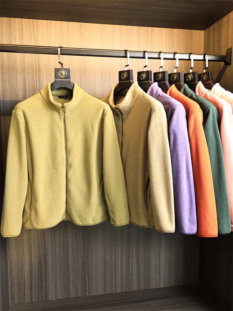 

Thiened Double-sided Fce Stand-up Collar Casual Jaet for Men Autumn Winter Faionable Streetwear Stand Fit Polyest...