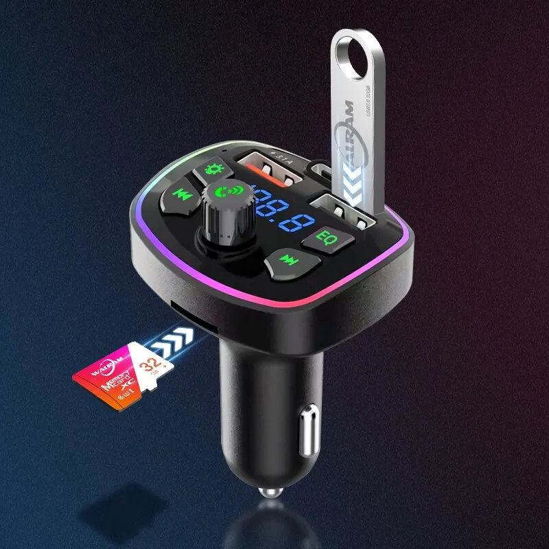 Car MP3 Player Bluetooth Charger Hands-free FM Transmitter Multi-function Plug-in Card Voice Broadcast PD Fast Charging U Disk