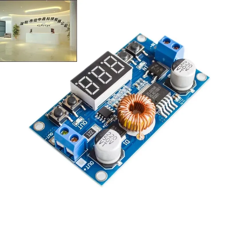 Módulo reductor 5A, fuente de alimentación NC, reductor NC con voltímetro, módulo reductor ajustable de DC-DC de alta potencia