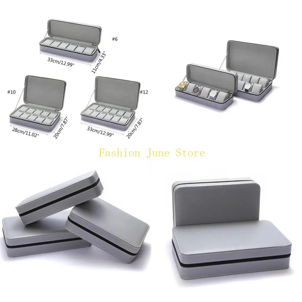 

N5KA Watch Storage Box Leather Travel Watch Display-Case Holder Box 6/10/12Slots Watch Storage-Case Valentine Gift
