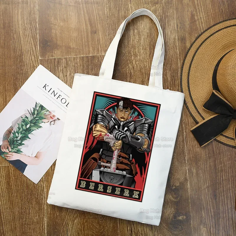 Berserk Guts Shopping Bag Grocery Shopper Swordsman Gatsu Sacrifice Zodd Anime Jute Bag Tote Bag Reusable Bolsa Compra Sacolas