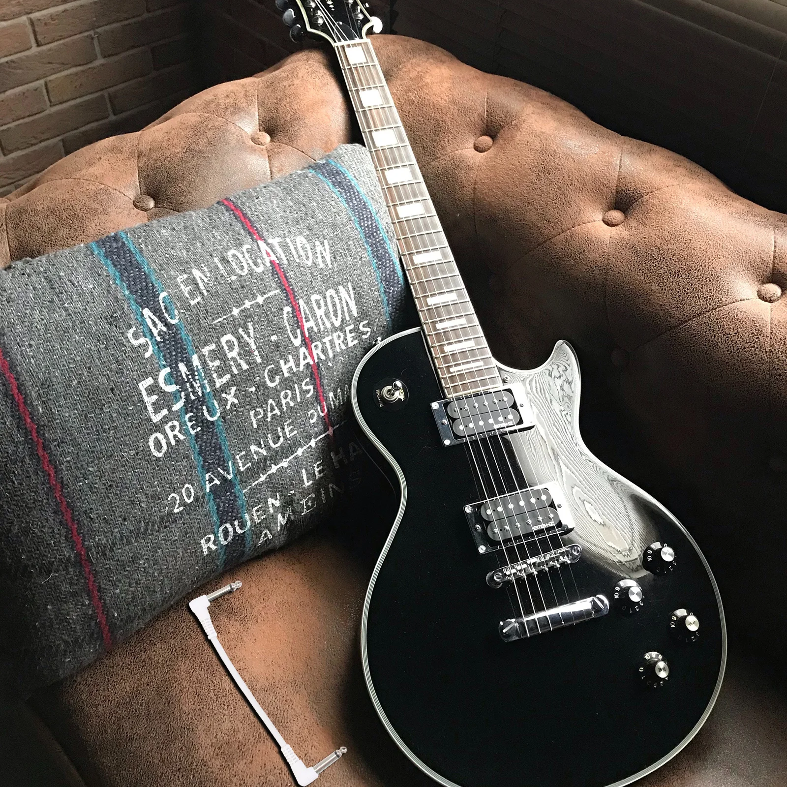 

6Pcs 15Cm Guitar Patch Cable with Flat Plug for Amplifier Instrument Connection Wear-Resistant PVC Jacket Noise Reduction