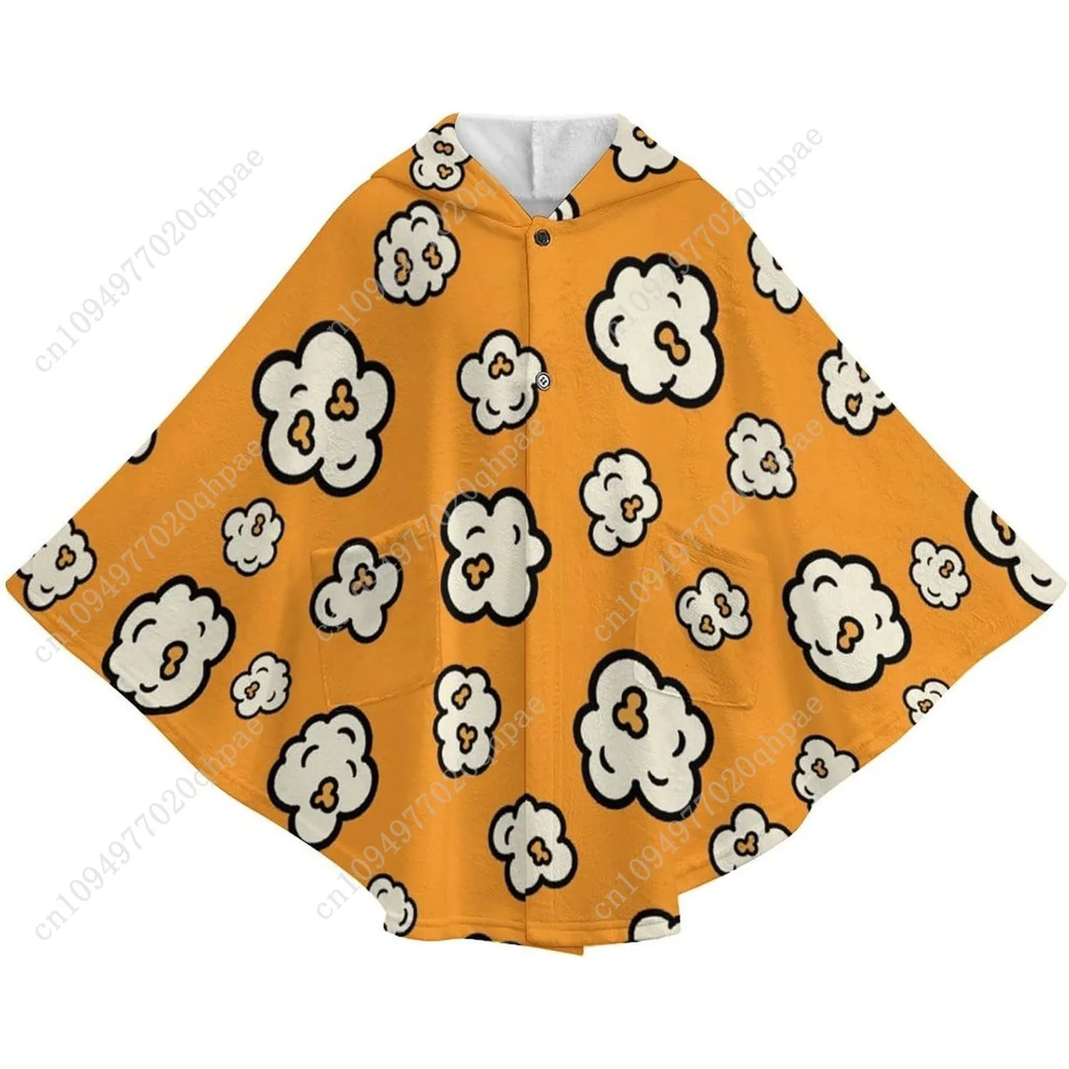 سترة بطانية مريحة من الفلانيل، هوديي كبير الحجم بنمط الفشار مع جيوب للأطفال والمراهقين