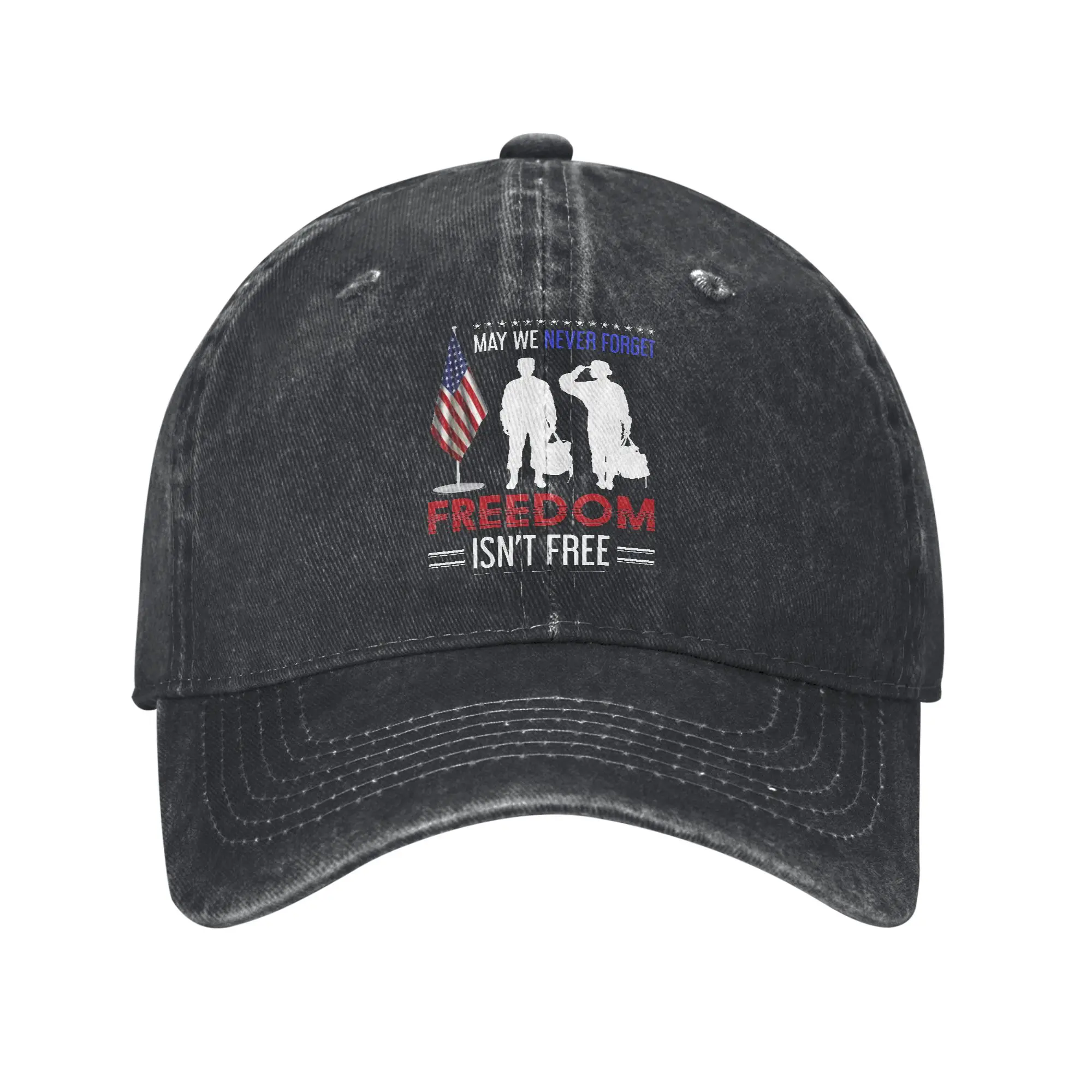 May We Never Forget Freedom Isn't Free Printed Cap for Men Women Cotton  Trucker Hat Lerisure Wear Baseball Cap Adjustable