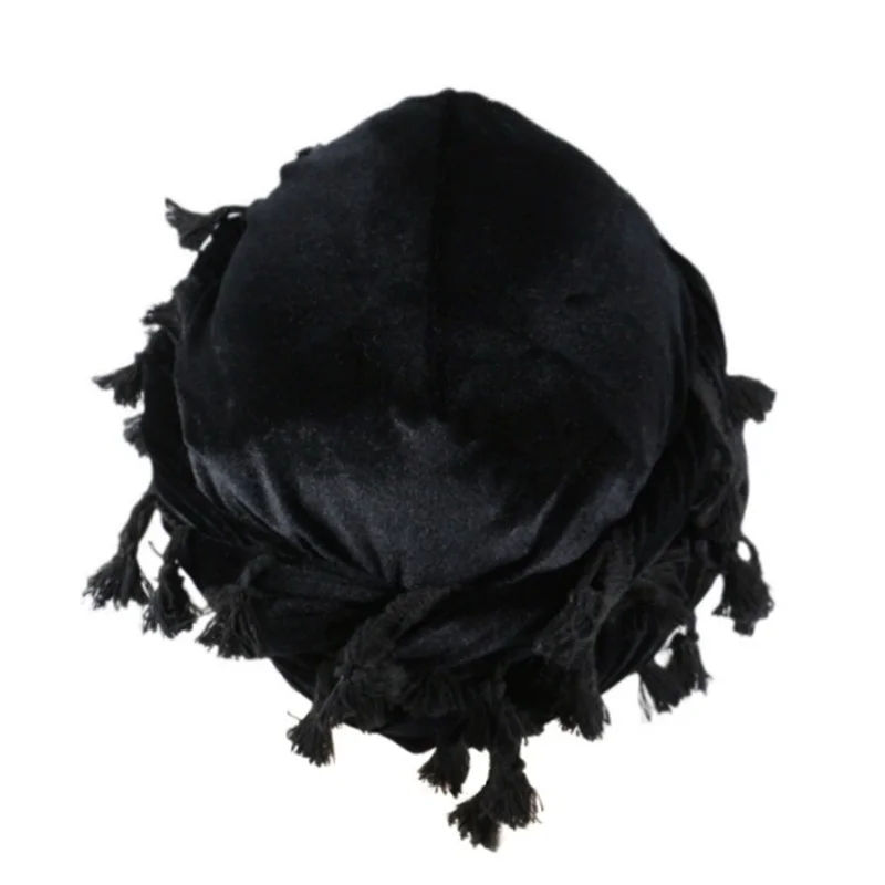 Elastic Satin Lined Halo Braid Turban for Men Women Twisted Tassel Head Wraps Sleep Cap Beanies Canary Velvet Turban Durag