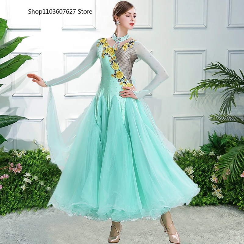 Modern dance competition dress, new ballroom dance, ballroom dance dress, performance dress, waltz dance dress