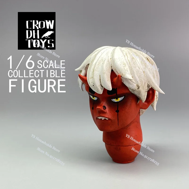 CROW DH SPEELGOED Originele 1/6 Trendy Anime Jongen Head Sculpt Rood Zwart Geel Kleine Duivel Vintage Model Speelgoed Accessoire Voor 12 "Body