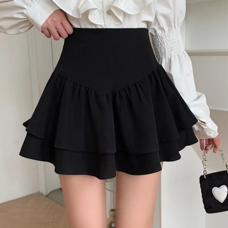 Vrouw Mini Rokken Schattige Kawaii Strakke Dames Hoge Taille A Line Rok Zwarte Zomer 2023 Chique Koreaanse Elegante Kwaliteit Kleding