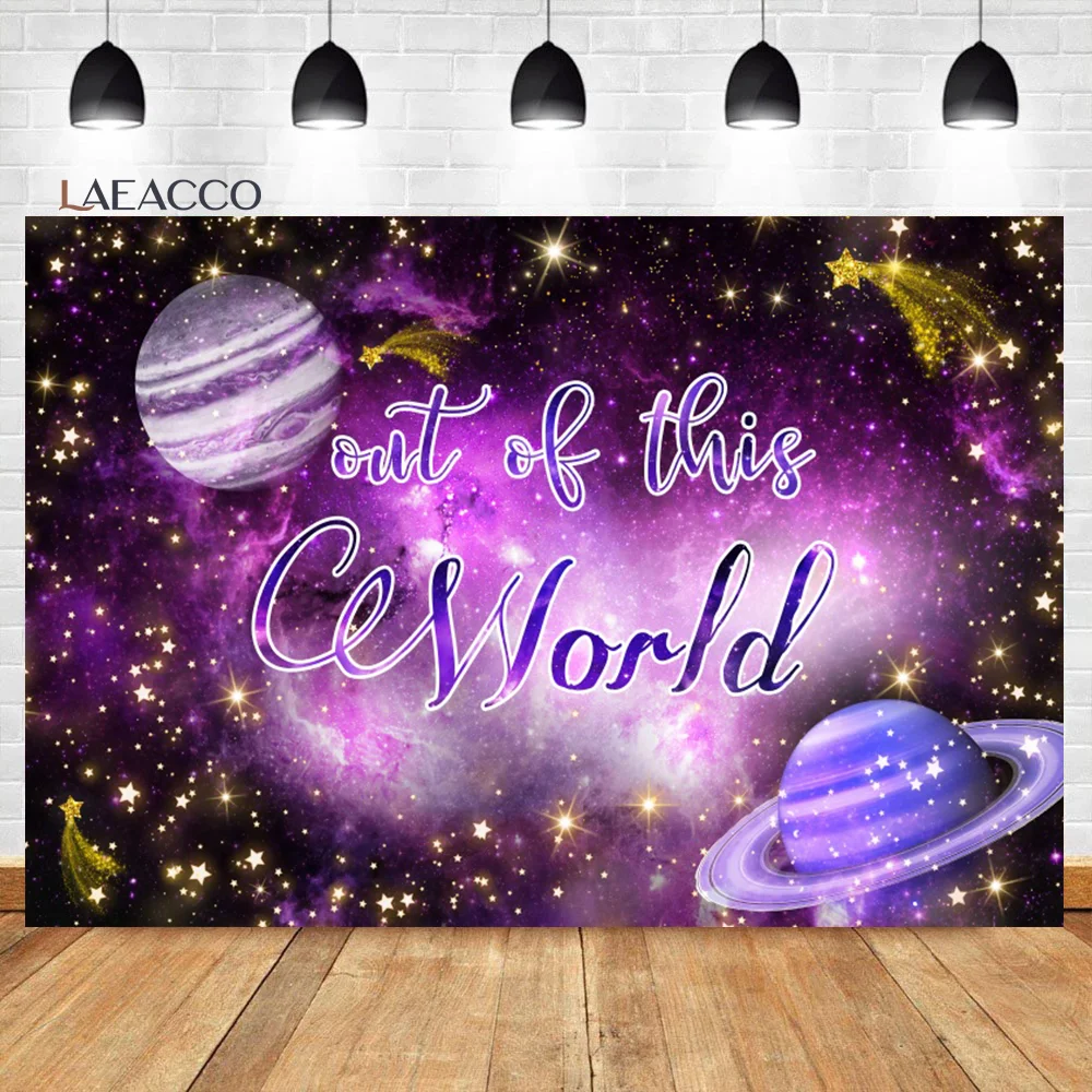 Laeacco Space Galaxy Birthday Backdrop Cosmic Starry Universe Out Of This World PartyKid Portrait Custom Photography Background