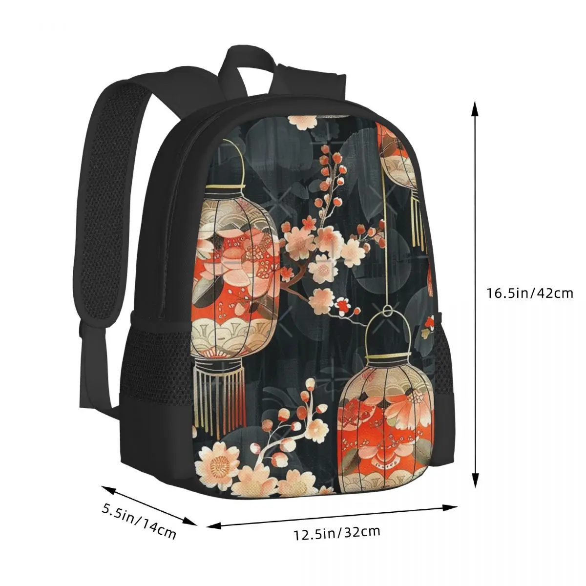 Japanese Lantern Sign Pattern Shoulder Bag Backpack Adjustable Shoulder Straps Large Capacity Bag For Travel Unisex Customizable