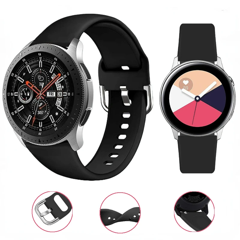 

20mm 22mm Sport Silicone Strap For Samsung Galaxy Watch Active 46mm 42mm Gear S3 men's wristband for Huawei Watch 46mm 42mm Band