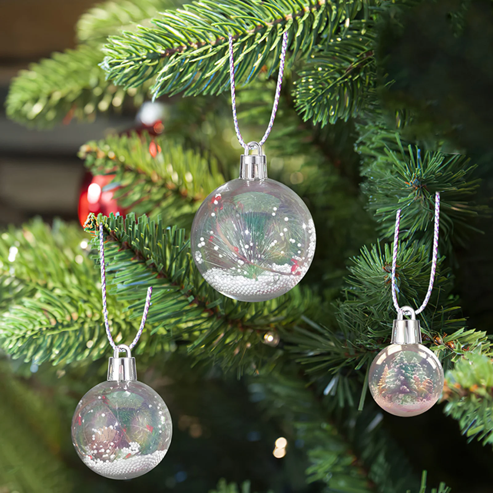 

Christmas Holiday Ornaments Clear Balls Tree Hanging Fillable Baubles Decoration Plastic for Crafts Decorations