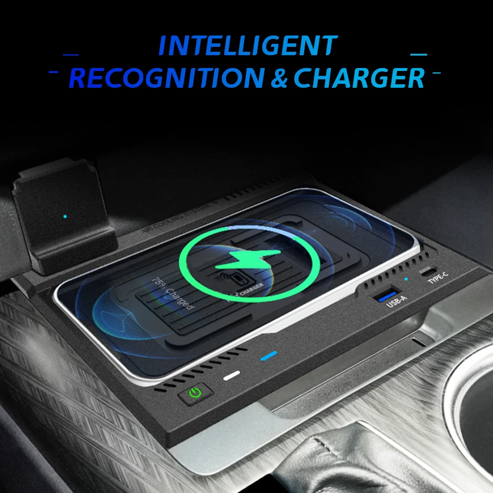 For Toyota Camry 2018-2023 15W QI Wireless Charger Car Cordless Charging Panel Cup Holder Quick Charge Pad for Vehicle