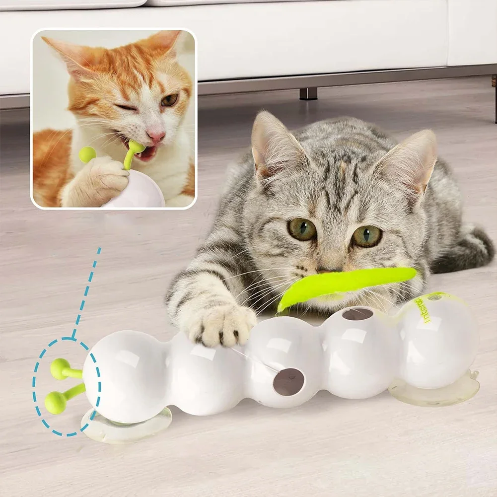 Intelligent Interactive Cat Toy Motion Activated Wack A Worm Post Toy With Tail Automatic Emerging from The Hole Teasing Cat Toy