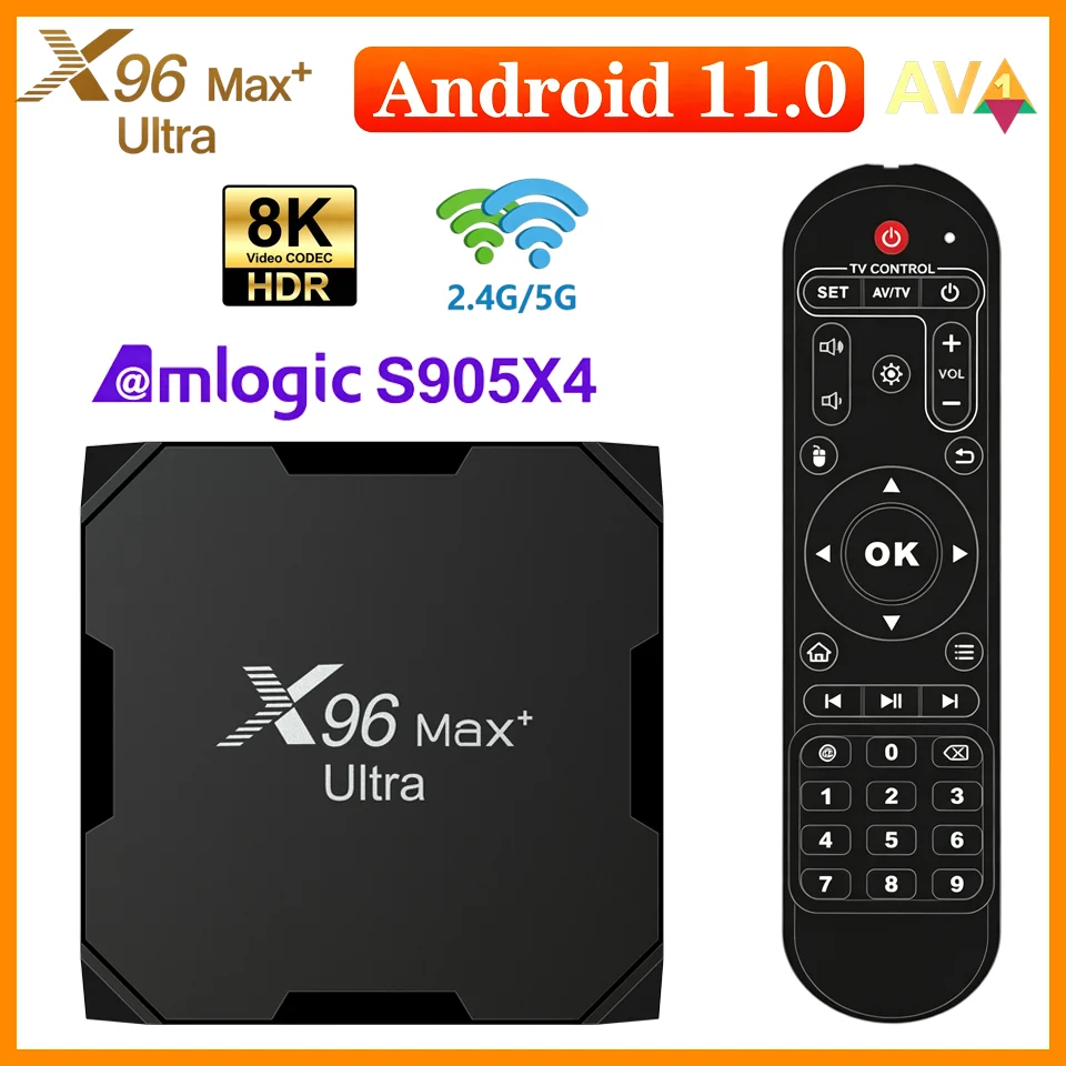 X96 Max+ Ultra Android 11 TV Box Amlogic S905X4 2/4GB RAM 16/32/64/128GB ROM Dual WiFi  BT4.0 Support 8K Media Player Box