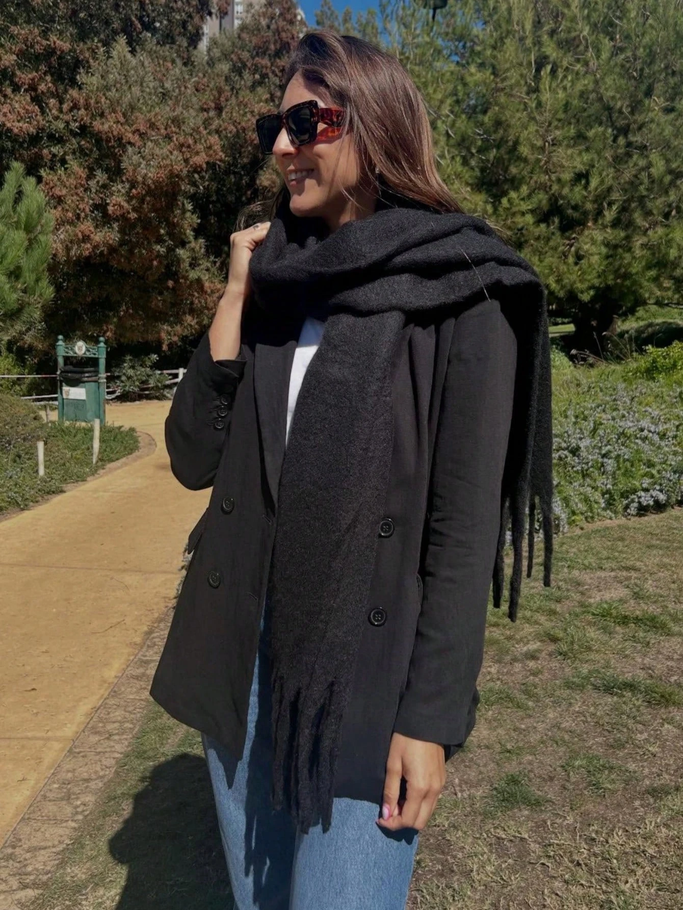 وشاح نسائي موضة شتاء 2025 شال سميك دافئ يلتف موضة بلون الباشمينا أوشحة طويلة شرابة الحجاب الشالات Bufanda الكشمير