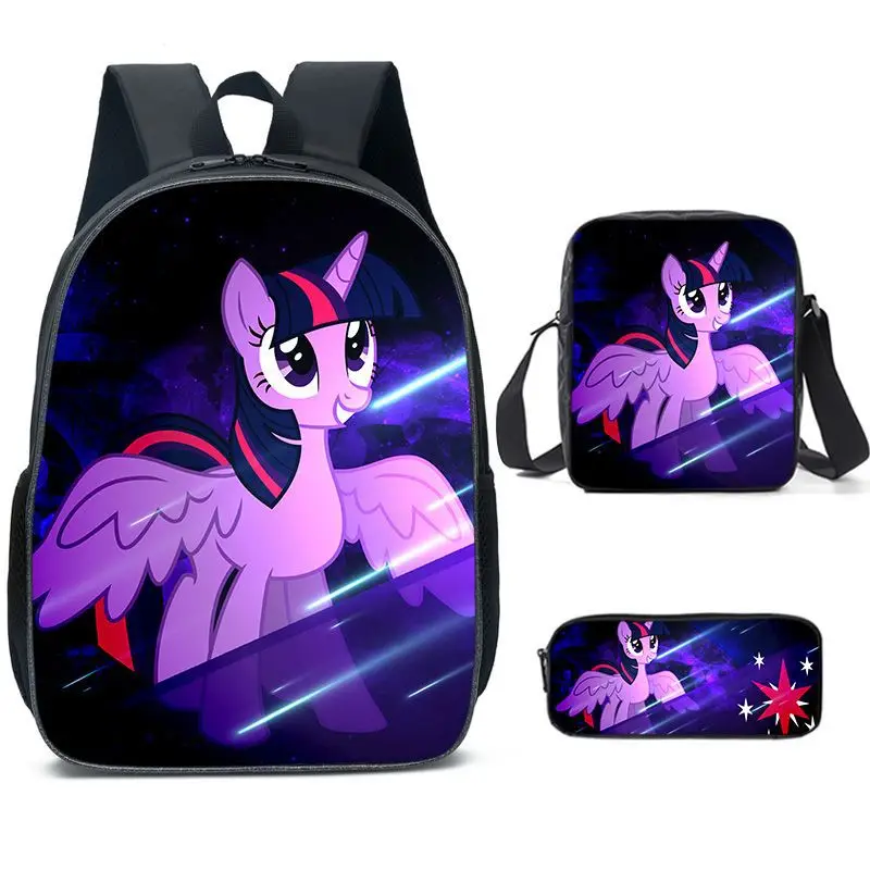 My Little Pony torby szkolne 3 szt. Dzieci podstawowe plecaki dla dzieci chłopcy dziewczęta szkolne torby na ramię Student Cartoon Mochila