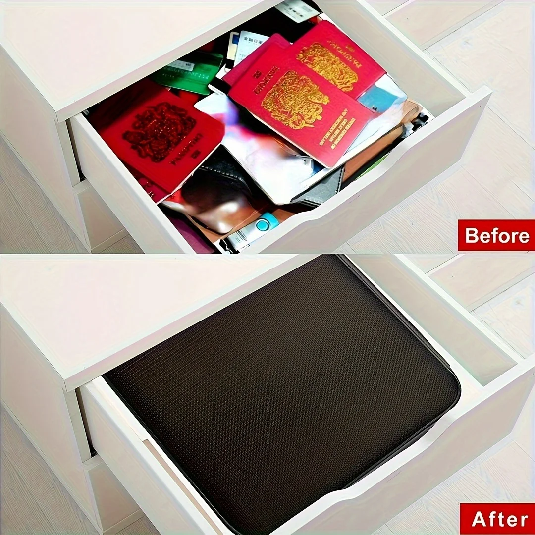 1pc Fireproof Document Bag with Combination Lock, 3-Layer Water-Resistant File Storage Case, Files & Certificates