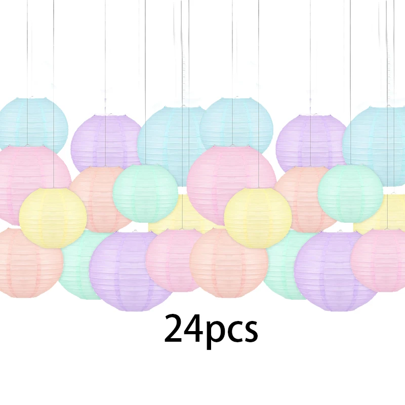 24 Stück bunte hängende Papierlaterne, weich, 20 cm, Macaron-Farbe, Neon, chinesische Papierlaterne, Party-Dekoration, Klassenzimmer, Babyparty, Hochzeit, Geburtstag, Valentinstag (Macaron)