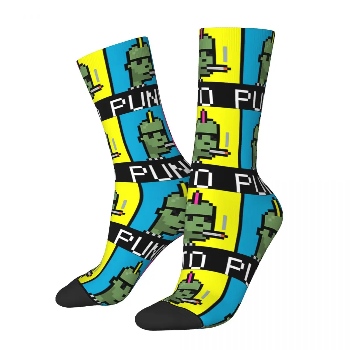 Funny Crazy compression Crypto Pixel Punk Sock for Men Hip Hop Harajuku NTF Non-fungible Token Happy Seamless Boys Crew Sock