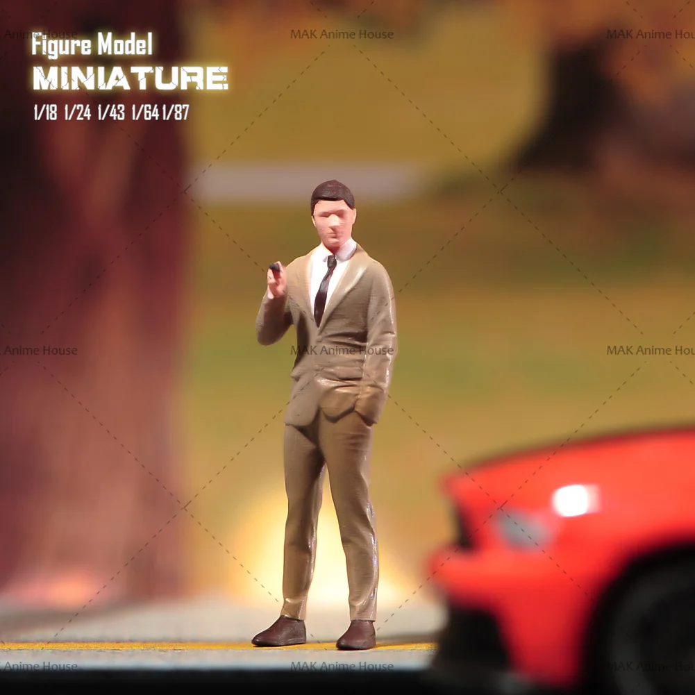 Malowane miniatury 1/87 1/64 1/43 1/24 1/18 garnitur stojący palący mężczyzna scena rysunek lalka malowany Model dekoracja sceny zabawki