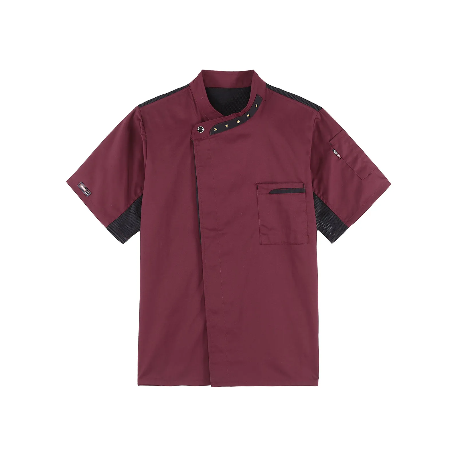 Estrela Bordado Chef Jacket Tops, Uniforme de Desgaste de Trabalho, Cross-Over Collar, Cozinha Cozinhar, Cozimento, Cantina T-Shirt, Homens, Mulheres