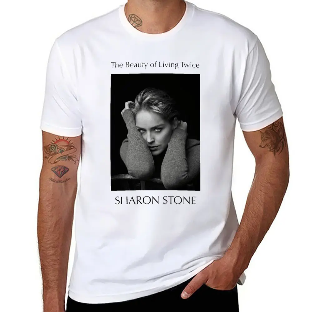 The beauty of Living twing SHARON Stone Book ฮาราจูกุเสื้อยืดแคมเปญเสื้อยืดลายกราฟิคใส่สบายๆขนาด