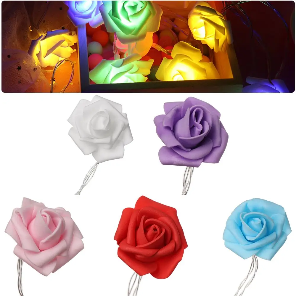 10/20 Bulbs Gifts Christmas Wedding Home Decor Valentine LED Flower Fairy Lamp Rose Lights String AA Battery