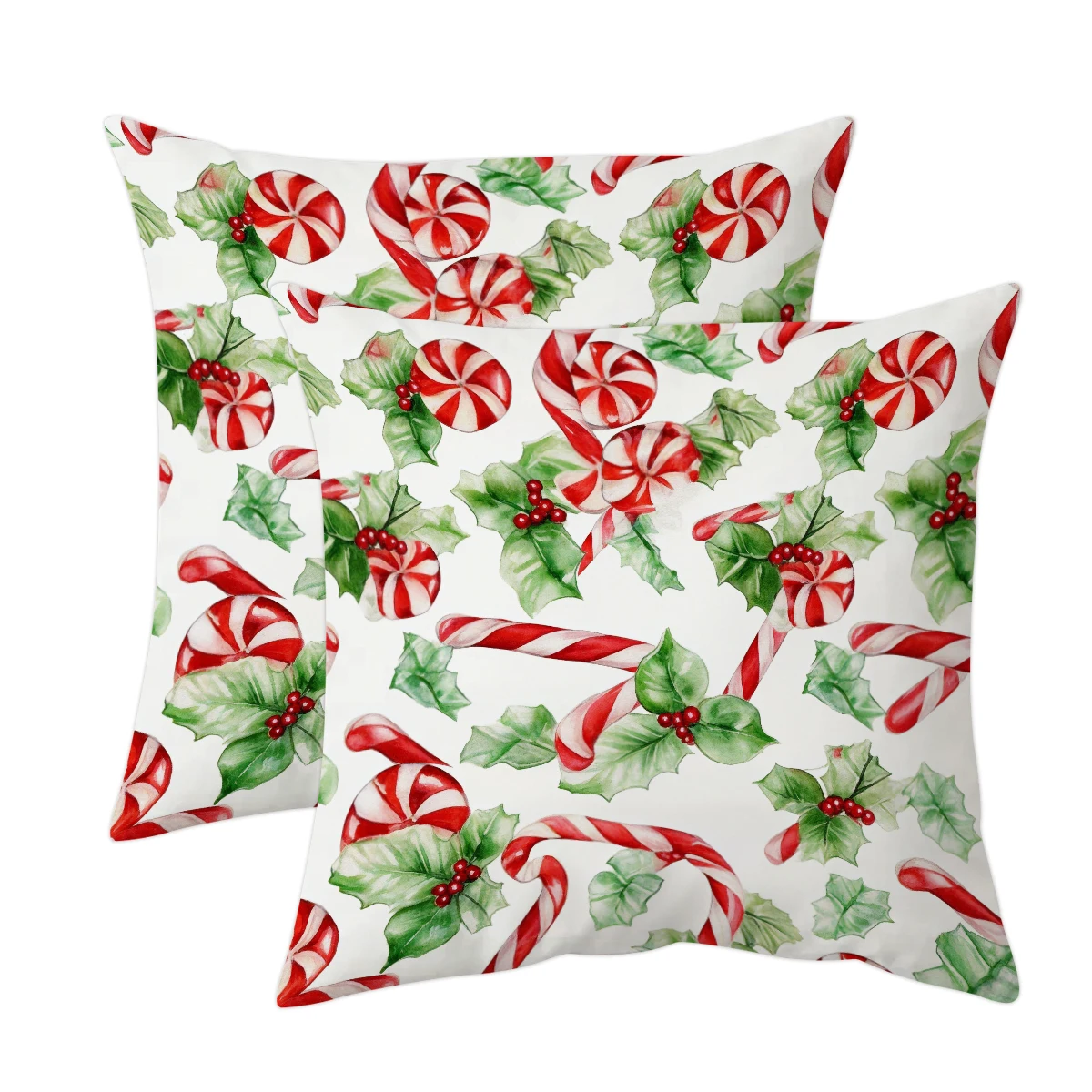1/2 double-sided Christmas candy pillowcase, 18x18 inch short plush pillowcase. Winter Sleepless Sofa Decoration