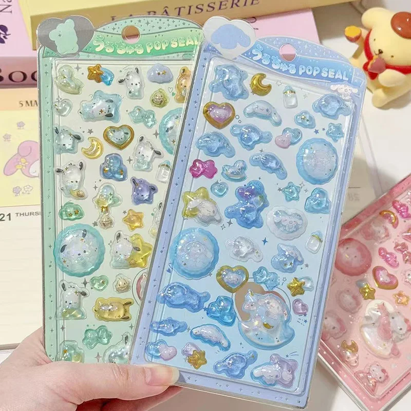 

Cute Cinnamoroll Pompompurin 3D Relief Crystal Sticker Student Reward Sticker Diy Phone Case Scrapbook Decoration Friend Gifts