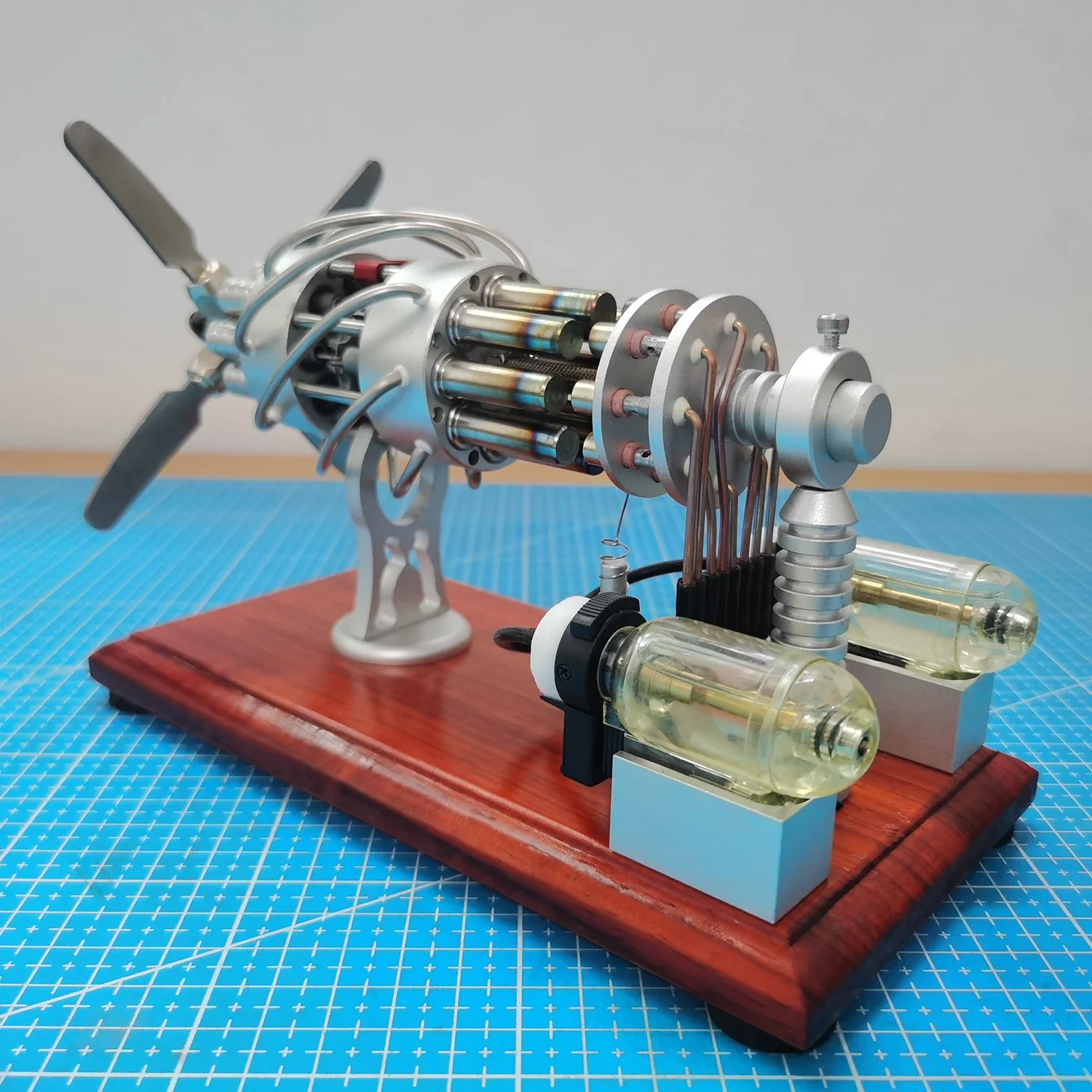 Hot Air 16 Cylinder Stirling Engine Model Double Gas Tank Stainless Steel Swash Plate Engine Physics Puzzle Science Gift Toy