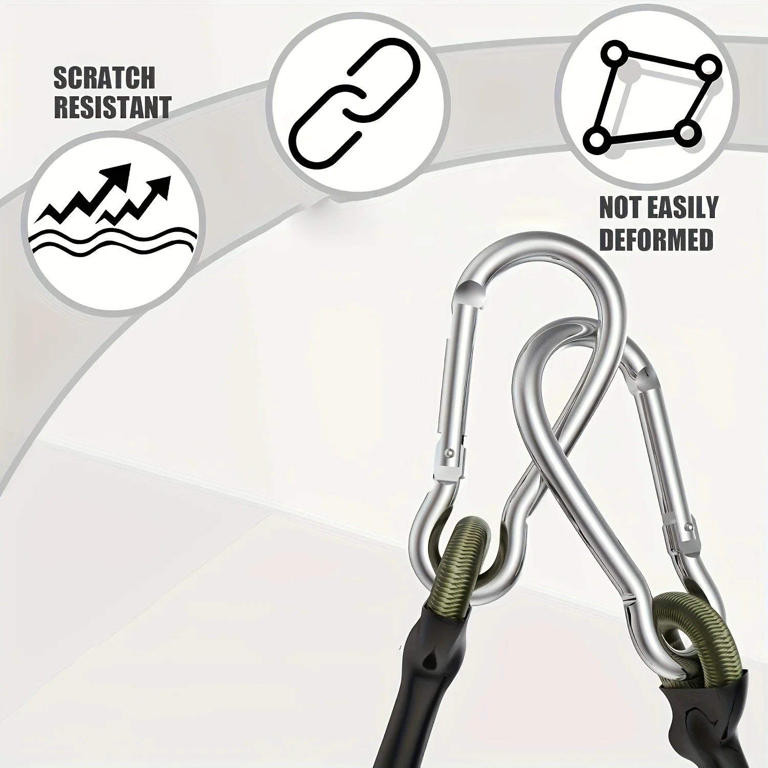 Picture 4: 2Pcs Elastic Rope Aluminum Hook 8mm Shock-absorbing Rope Flexible Tent Cord Luggage Binding Strap for Outdoor Camping Hiking