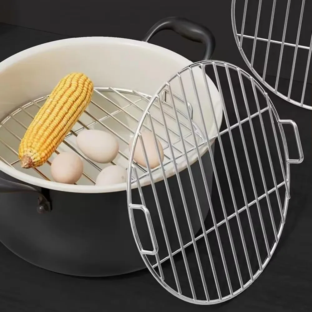 

New Round Grill Grate with Handle Replacement Part Stainless Steel Grate Round Cooking Grate Outdoor Cooking
