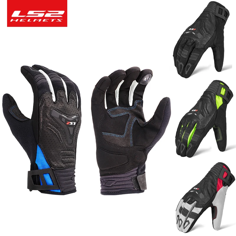 LS2 Original Motorcycle Gloves Breathable Anti-fall Wear-resistant Full Finger Motocross Riding Gloves Touch Screen Moto Gloves