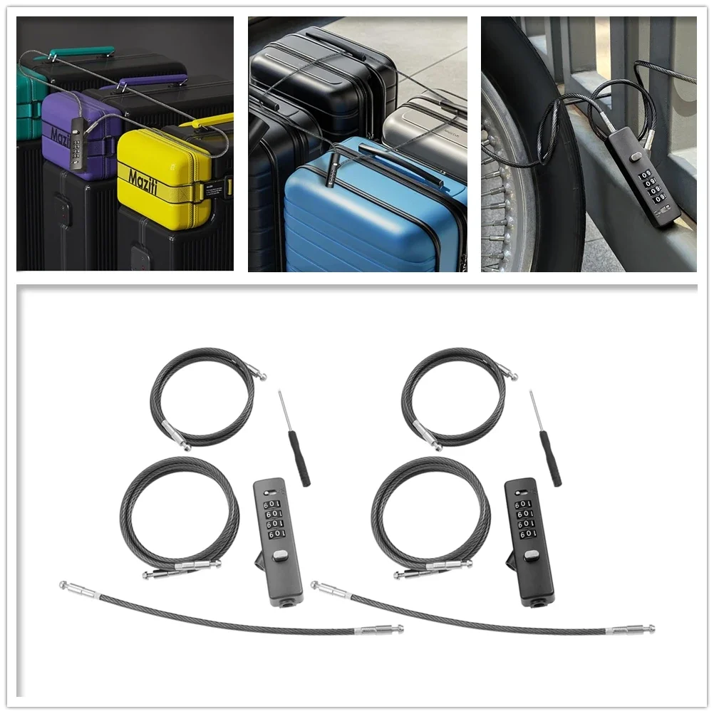 4-Digit Combination Cable Lock + 3 Steel Cable 9