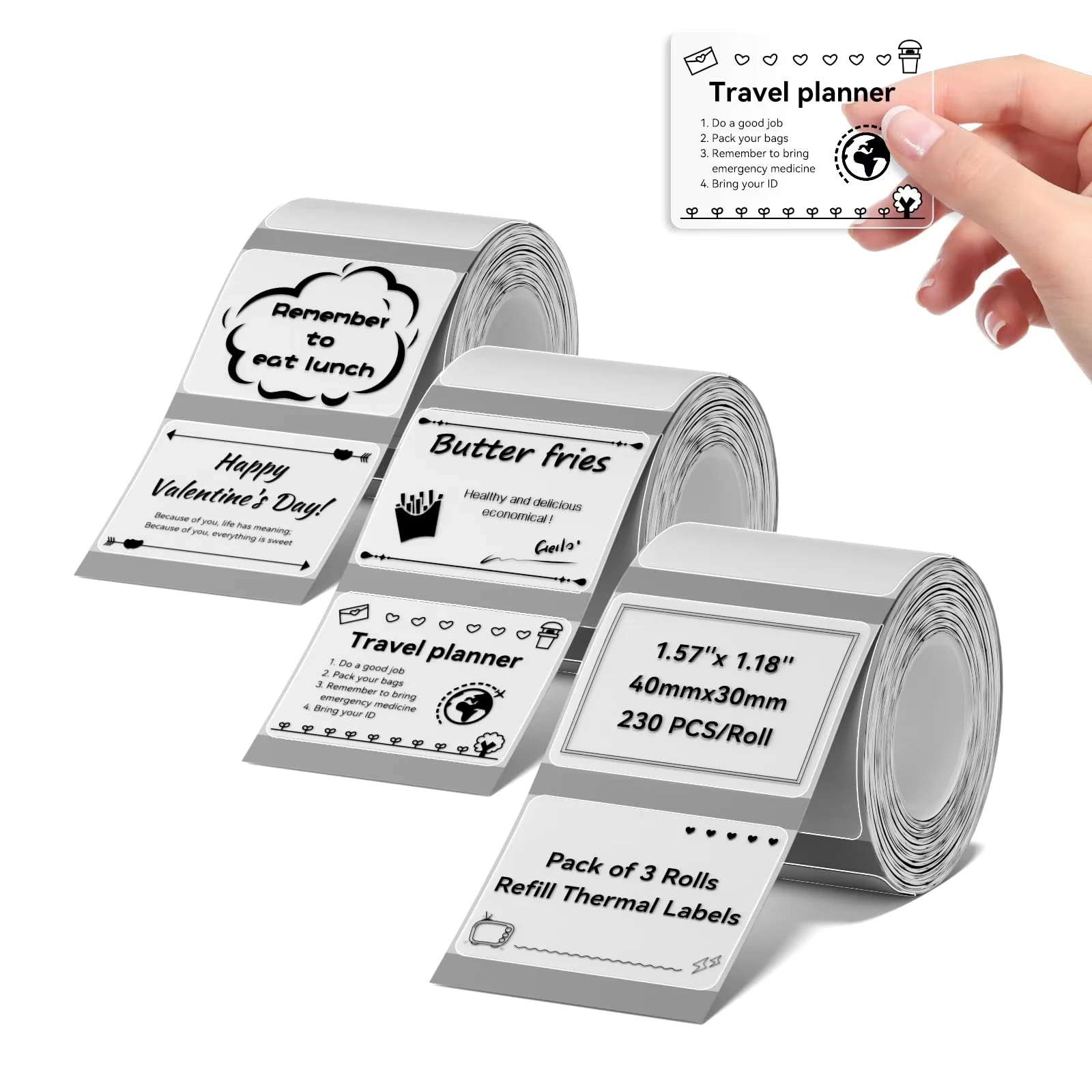 Clear Labels Maker Paper 1.57'' x 1.18'' Printer Labels Food Labels for Jars Personalized Editable Labels for Home/School/Office