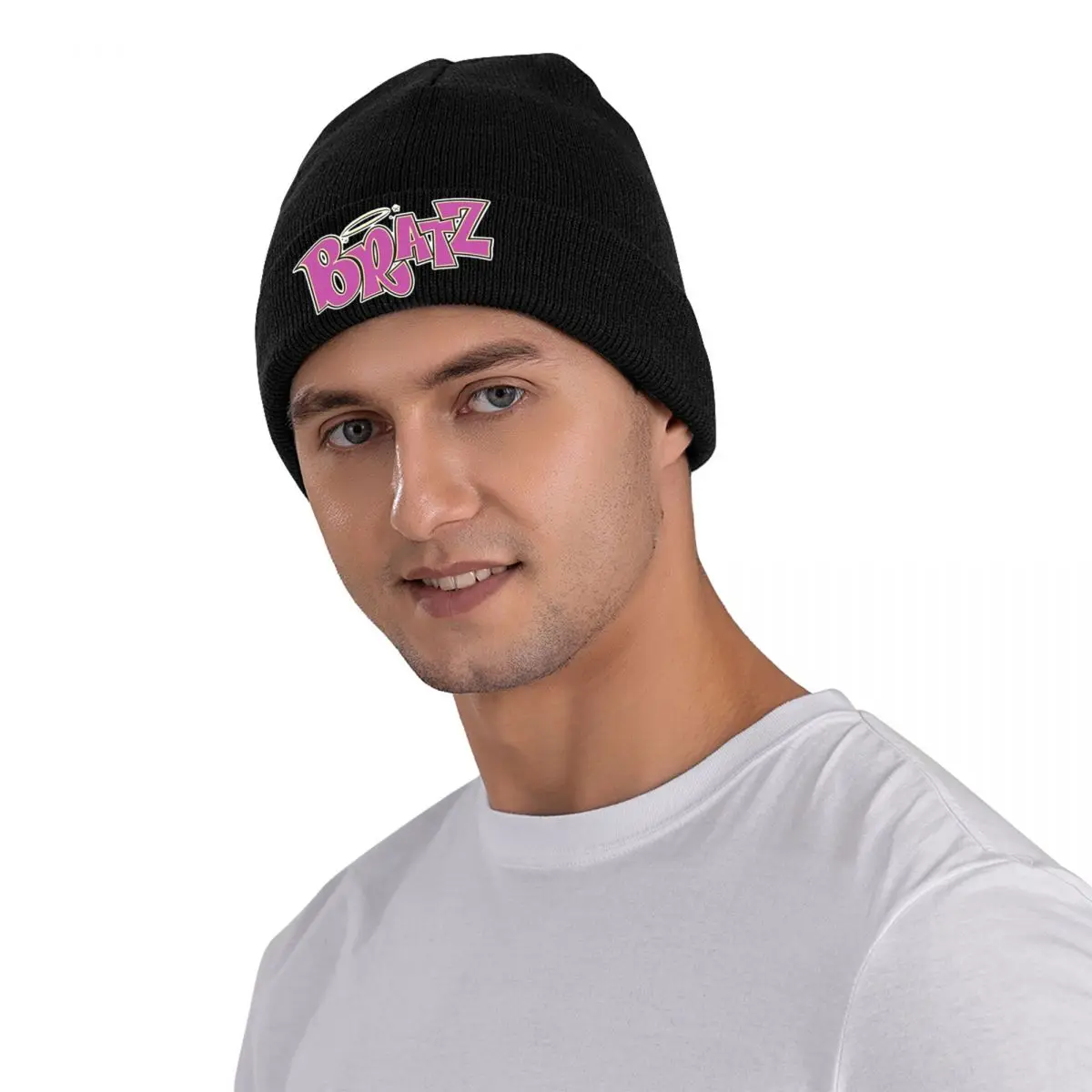 Bratz Purple Logo Beanie Hats Cartoon Doll Street Caps Unisex Adult Outdoor Sport Knitting Hat Autumn Winter Elastic Beanie Hats