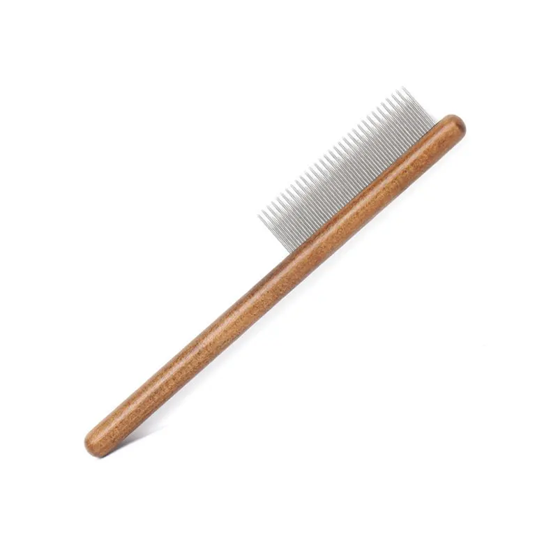 Aço inoxidável Pet Cleaning Flea Comb Escova de madeira para gato e cachorro Pente de depilação Ferramenta de higiene, Pet Acessórios Suprimentos