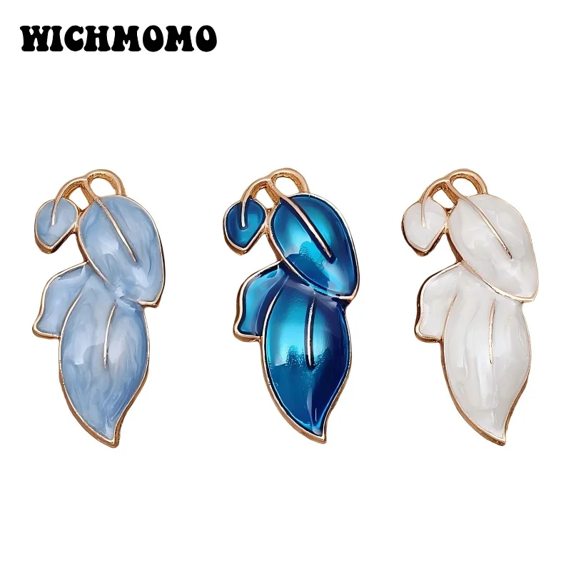 Nowy 18*40mm 6 sztuk/worek ze stopu cynku Drop olejek kwiaty liście Charms wisiorki dla dziewczynek kolczyki wisiorki biżuteria akcesoria