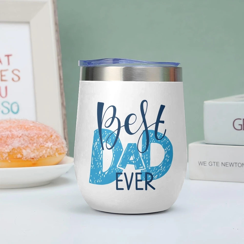 Termos con el mensaje 'El Mejor Papá del Mundo', Vaso Térmico para Vino de 12oz, Taza de Café con Aislamiento al Vacío, Termo con Forma de Huevo