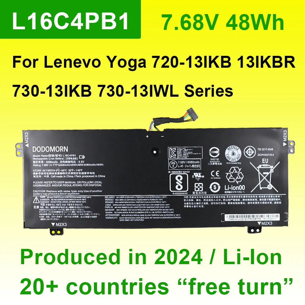 L16C4PB1 L16L4PB1 L16M4PB1 For Lenovo Yoga 720-13IKB 720-13IKBR 720-15IKB 730-13IKB 13IWL Laptop Battery 5B10M52740 7.68V 48Wh